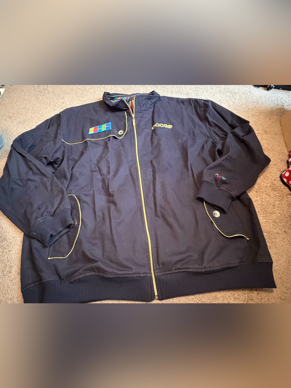 COOGI Black Bomber Jacket men’s 5XL vintage logo streetwear urban